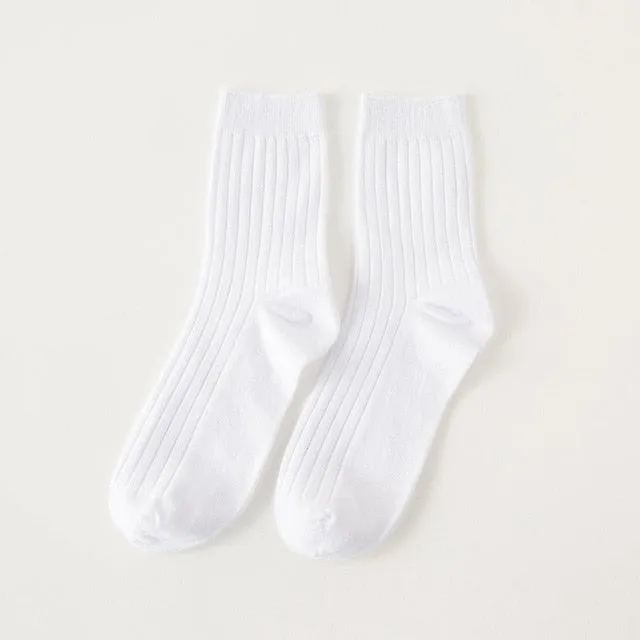 1 Pair Winter Warm Socks Ribbed Elastic Cuff Spandex 10 Colors