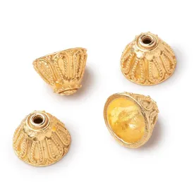 10x14mm 22kt Gold Plated Copper Miligrain Design Bead Cap Set of 4 pieces