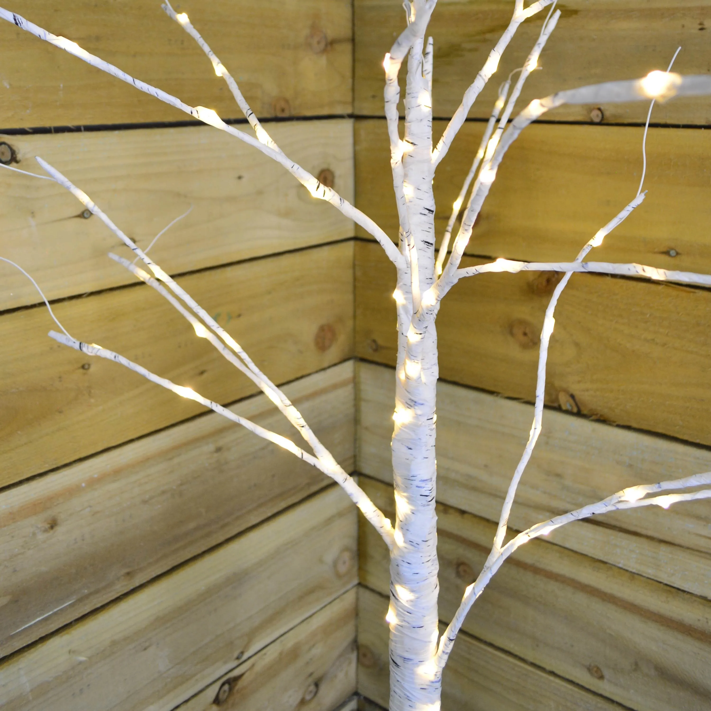 120cm 110 Warm White LED Silver Birch Dewdrop Tree