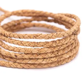 5mm Round Natural cork Braided cork cord  COR-124(10 meters)