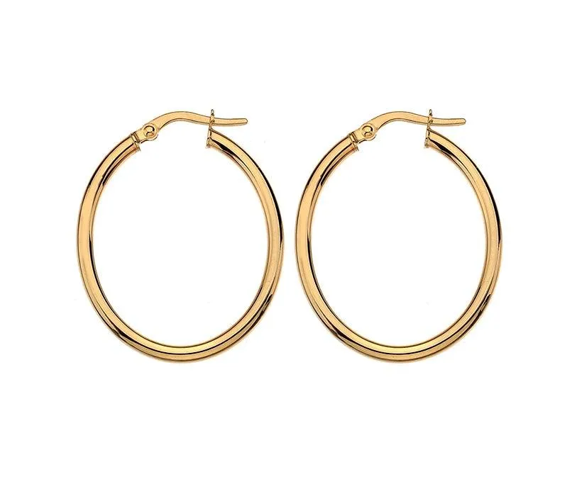 9ct Gold Oval Hoop Earrings