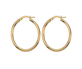 9ct Gold Oval Hoop Earrings