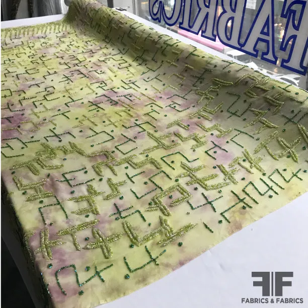 Abstract Beaded Silk Chiffon - Green