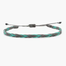 Adjustable Mini Braided Bracelet (Grey/Turquoise)