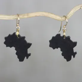 Africa Atlas Handmade Ebony Wood Africa Map Dangle Earrings from Ghana