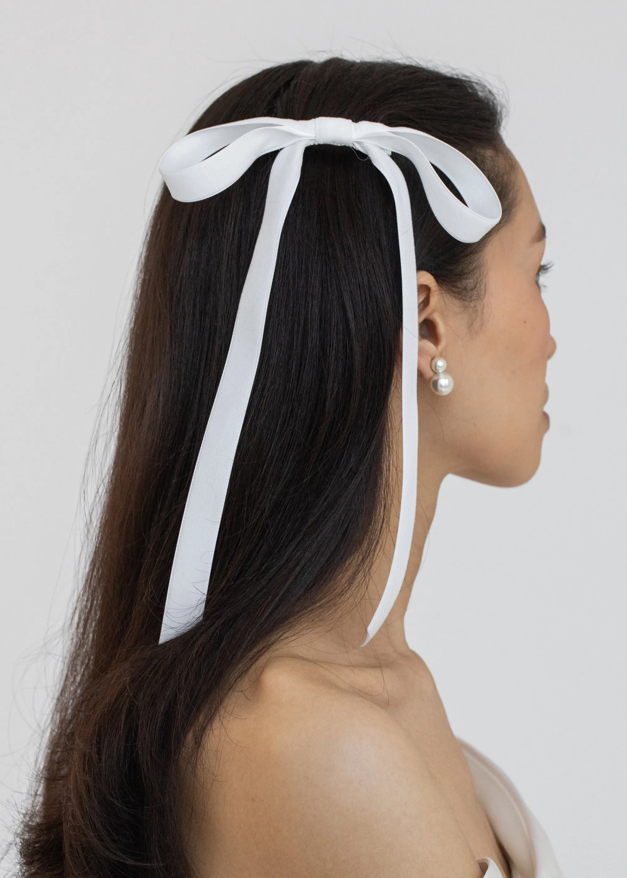 Aida Velvet Bow Barrette -- Cream