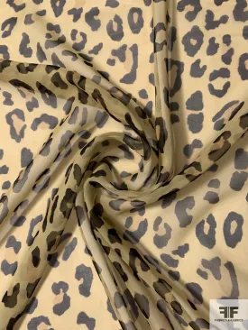 Animal Pattern Printed Silk Chiffon - Ecru / Black / Tan