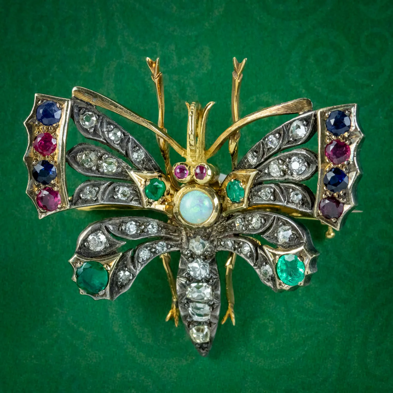 Antique Edwardian Gemstone Butterfly Brooch Circa 1905 Boxed