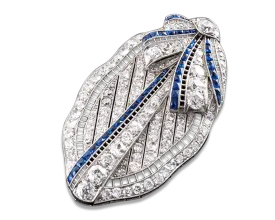 Art Deco Diamond and Sapphire Convertible Pendant Brooch