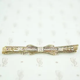 Art Deco Filigree Bow & Arrow Bar Pin