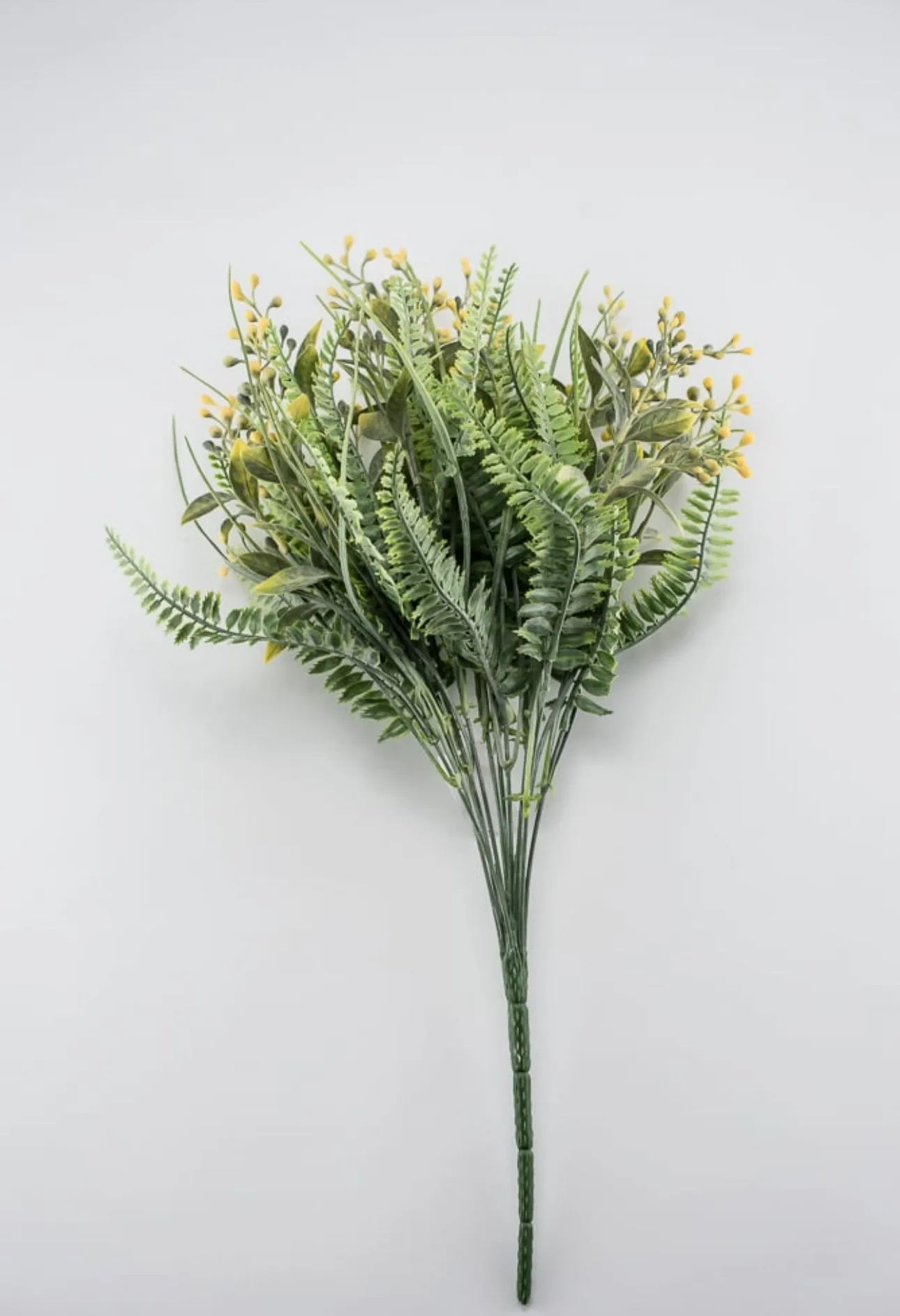 Artificial mixed greenery bush with yellow tips