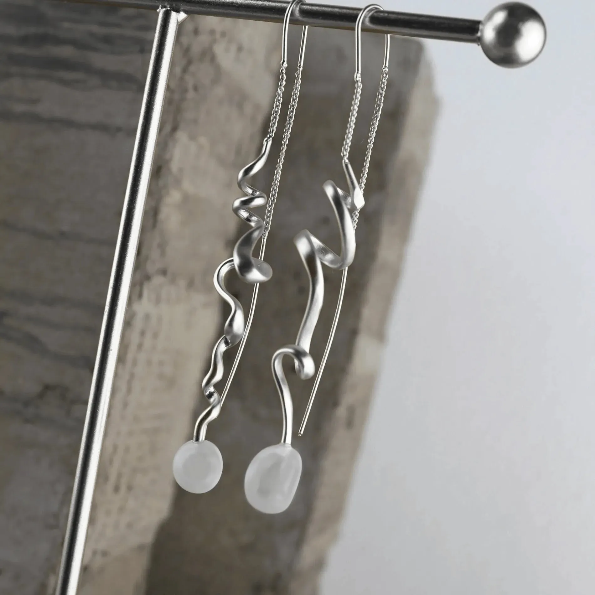 Audrey Organic Chain Earring Silver Plating