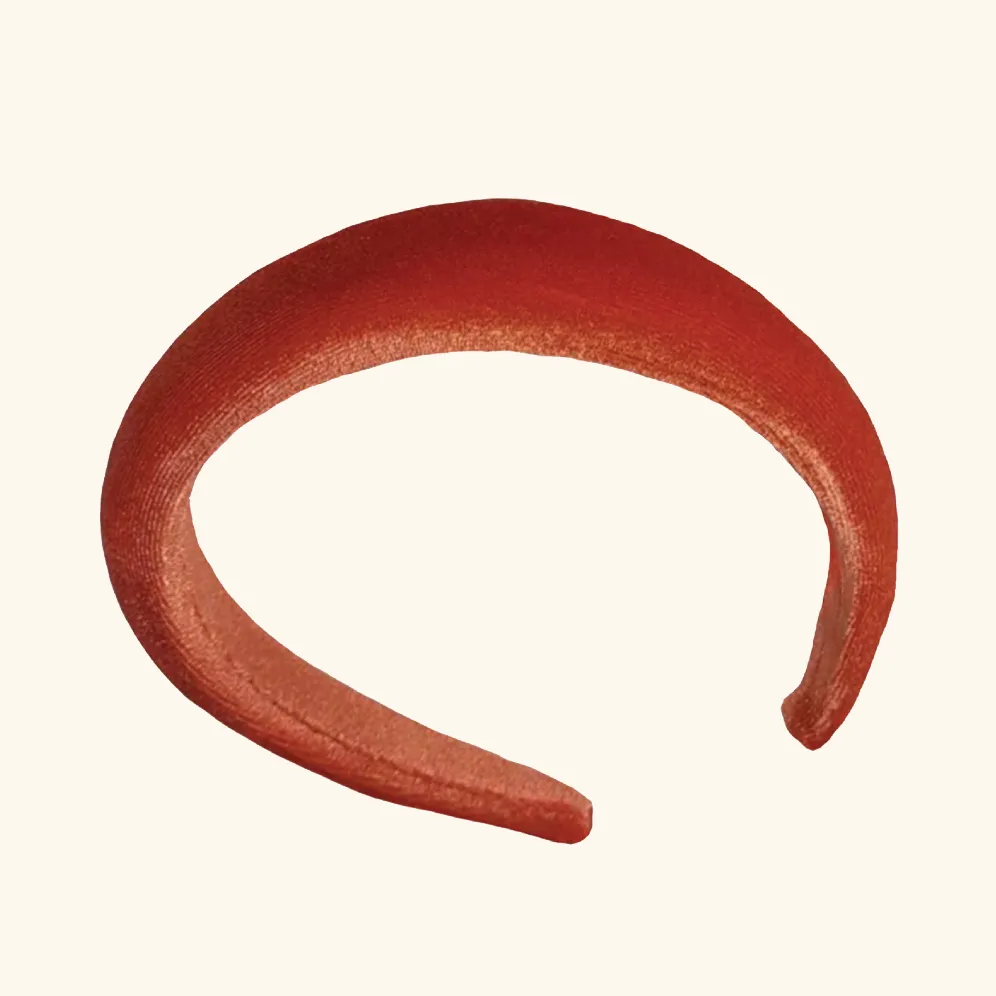 'Audrey' Velvet Headband in Clementine