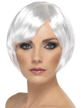 Babe Wig, White, Short Bob with Fringe