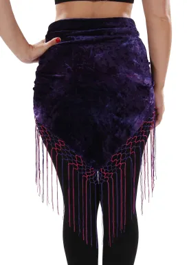 Belly Dance Velvet Tie Dye Hip Scarf with Fringe | BELLY BATIKS