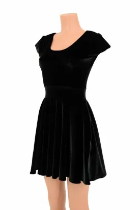 Black Velvet Skater Dress