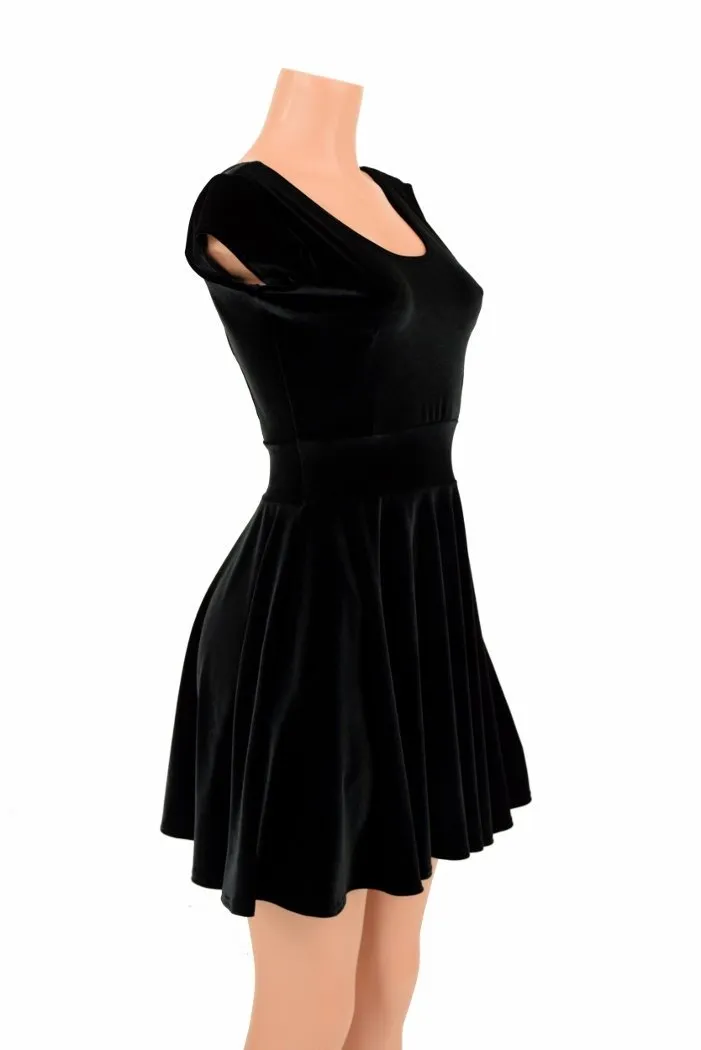 Black Velvet Skater Dress