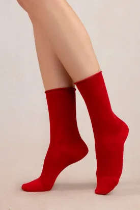 Bleuforêt Velvet Cotton Sock Red