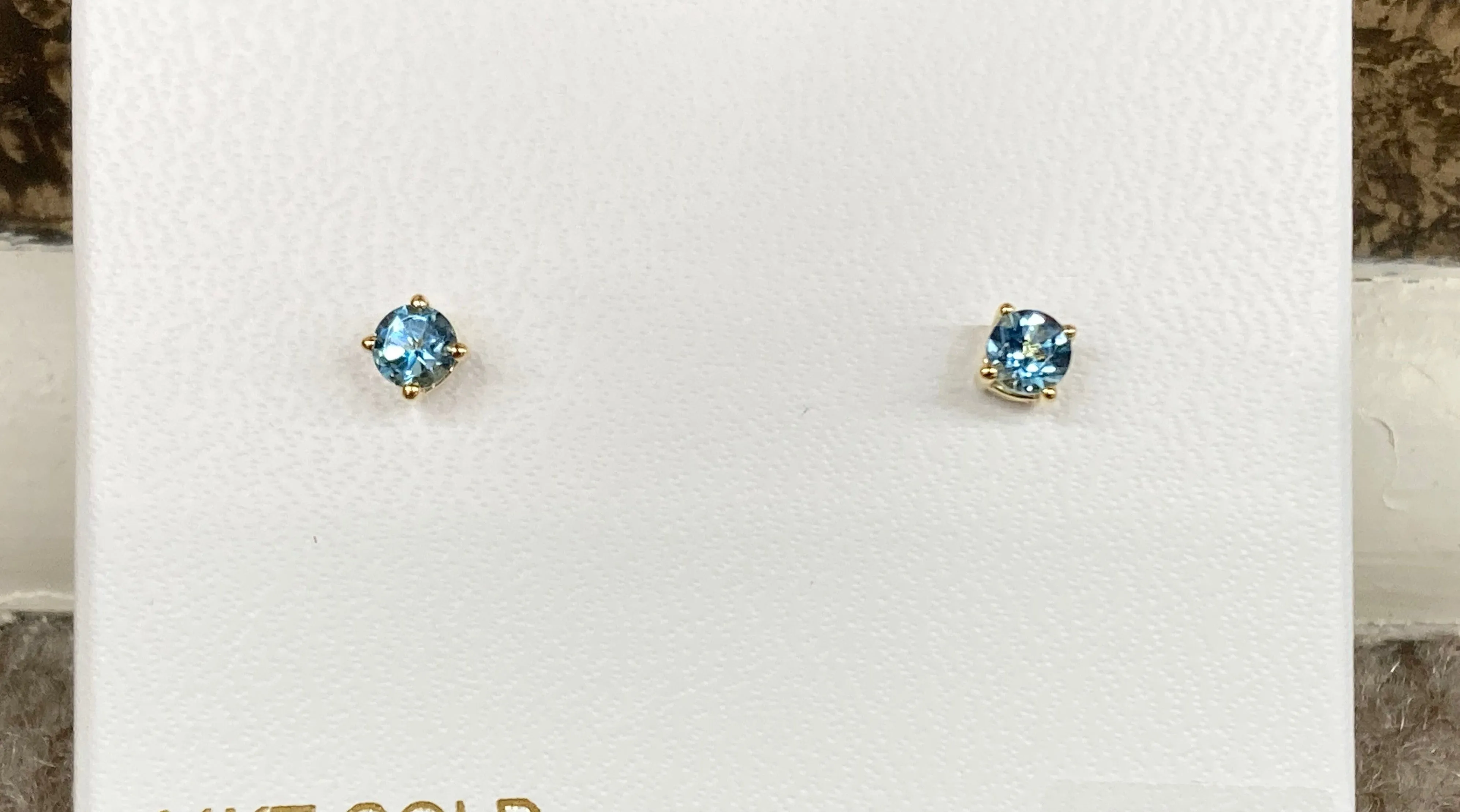 Blue Topaz 14 K Yellow Gold 0.64 Carat Stud Earrings