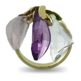 Briolette Quartz Dangle Ring 14K Yellow Gold