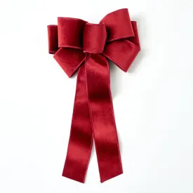 Burgundy Red Garnet Wire-Lined Hand-Knotted Drape Loop Bow & Spool of Ribbon