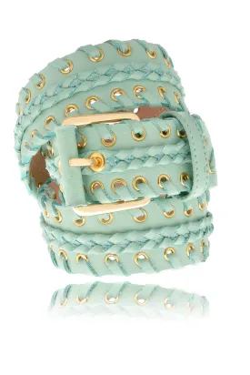 CARLOS MIELE BRAIDED Jade Leather Belt