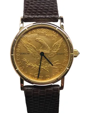 Corum $10 Double eagle gold coin Ten Dollar Gold Dial Quartz Men's Watch