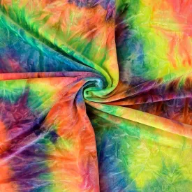 Dark Rainbow Tie Dye Stretch Velvet Fabric