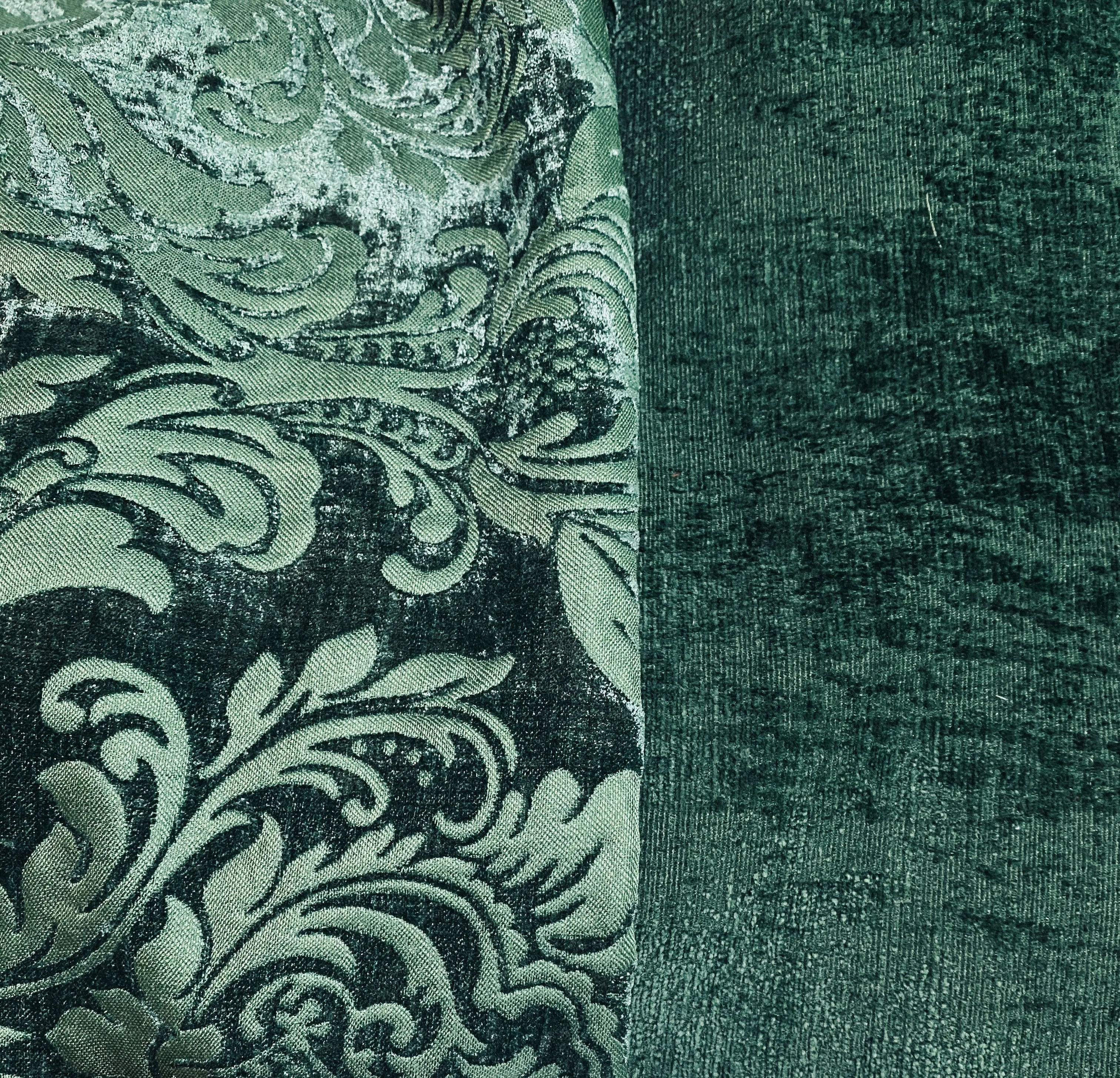 Designer Upholstery Thick And Soft Chenille Velvet Fabric - Emerald Green BTY