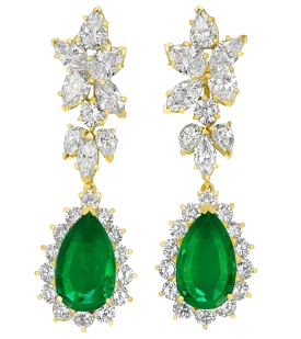 Emerald and Diamond Drop Earrings