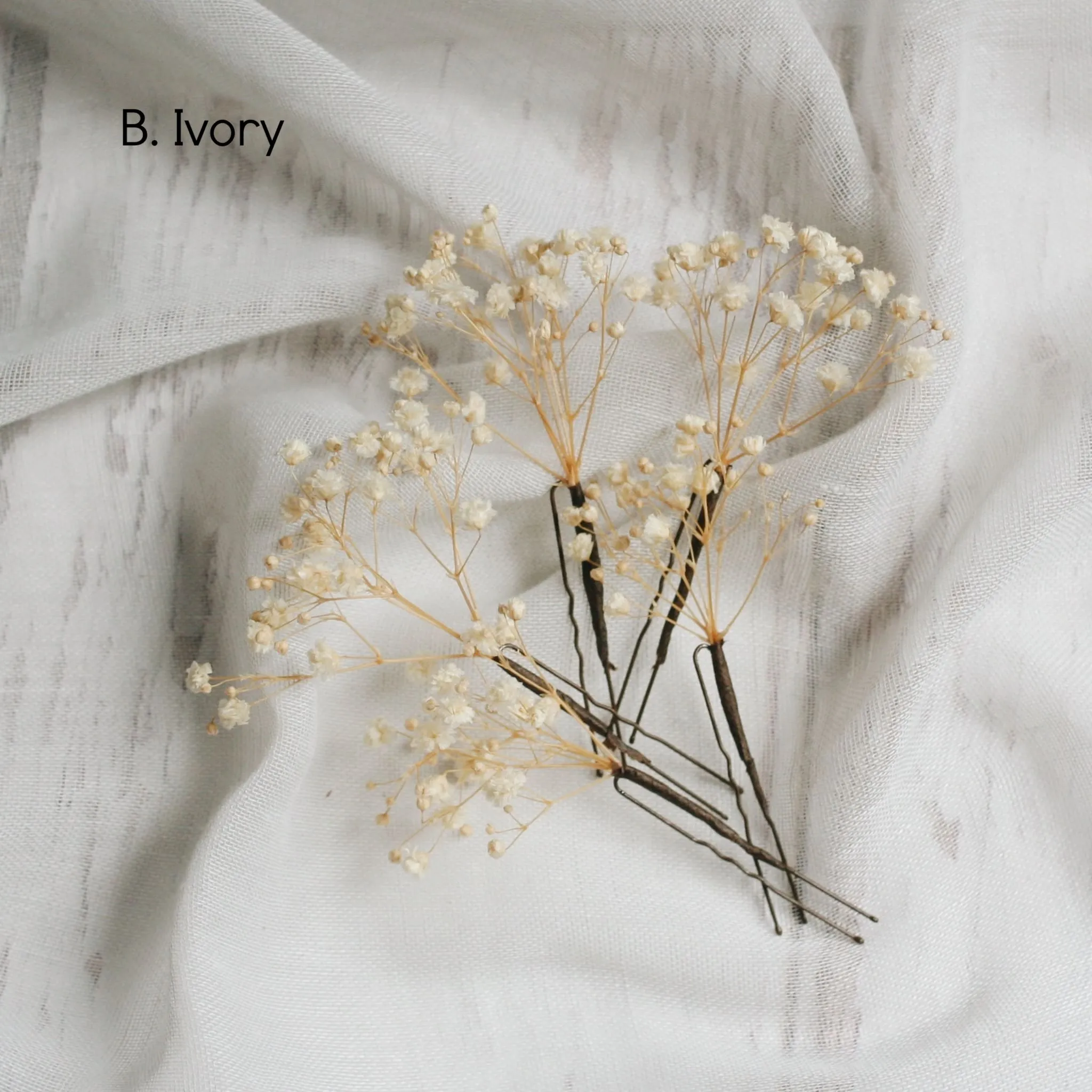 Everlasting Flower Hair Pins BABY'S BREATH