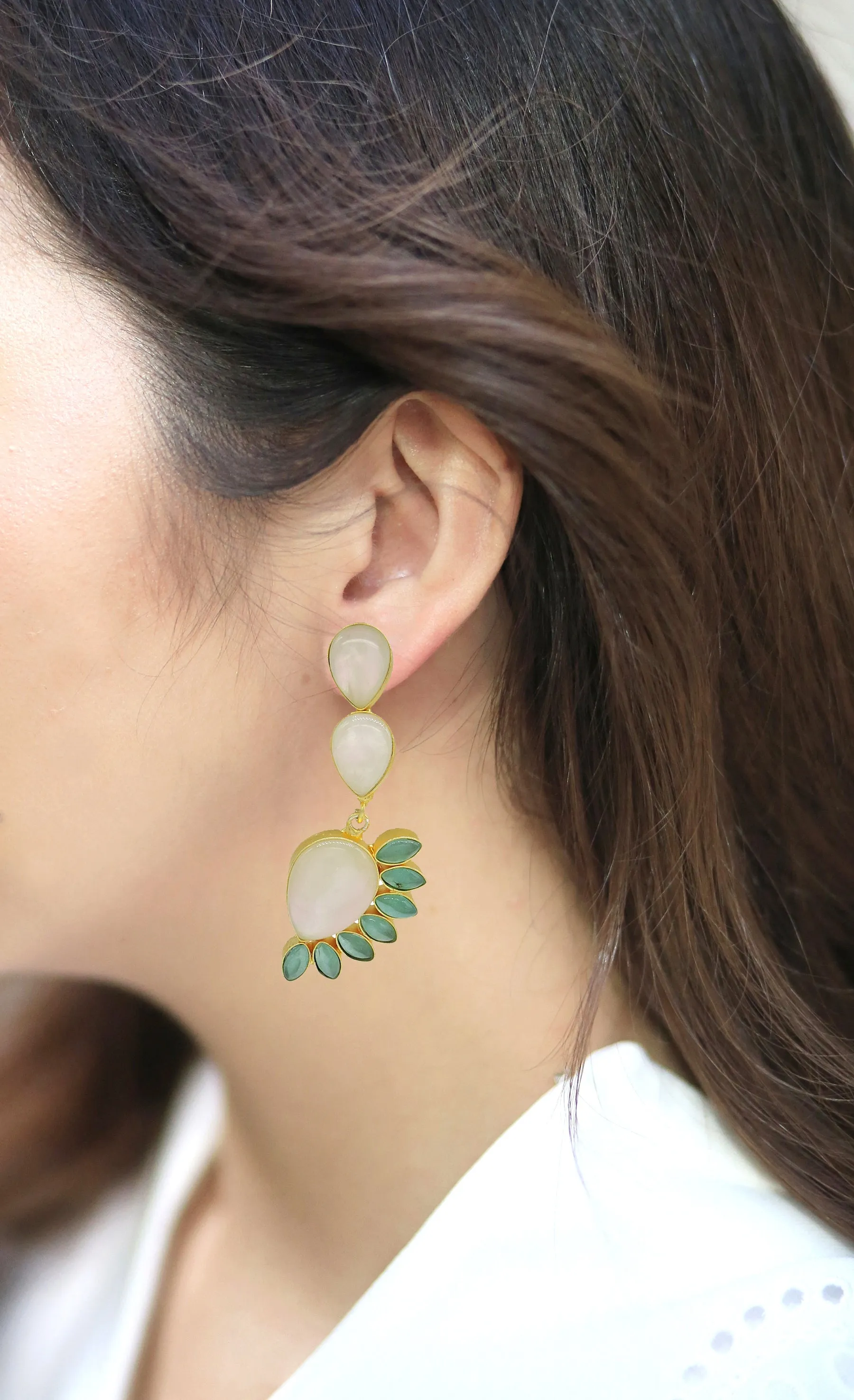 Floral Vine Earrings | Pink & Green