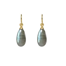 French Wire Labradorite Polished Earrings 24K Fair Trade Gold Vermeil