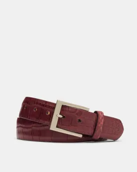 Matte American Alligator Belt in Burgundy