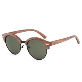 Matteo Round Wooden Polarized Sunglasses