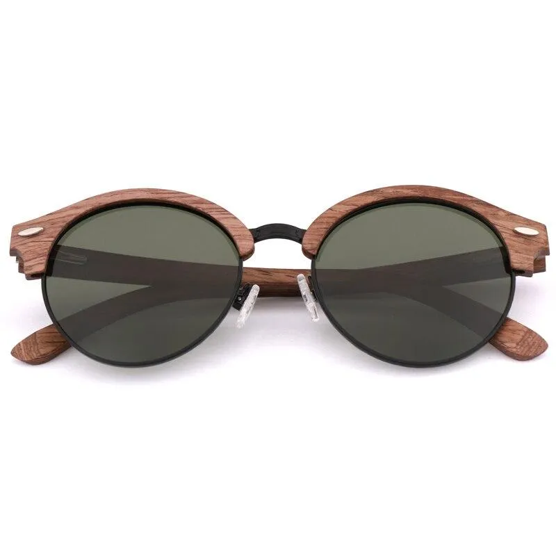 Matteo Round Wooden Polarized Sunglasses