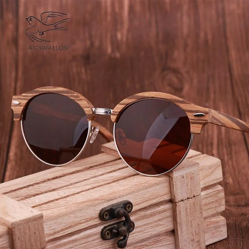 Matteo Round Wooden Polarized Sunglasses