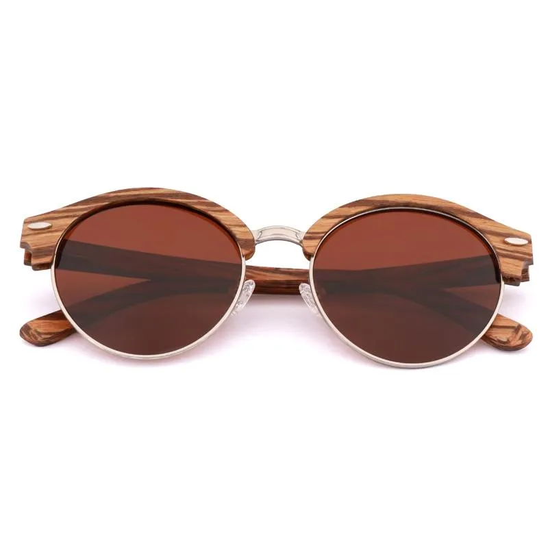 Matteo Round Wooden Polarized Sunglasses