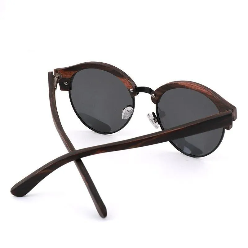 Matteo Round Wooden Polarized Sunglasses