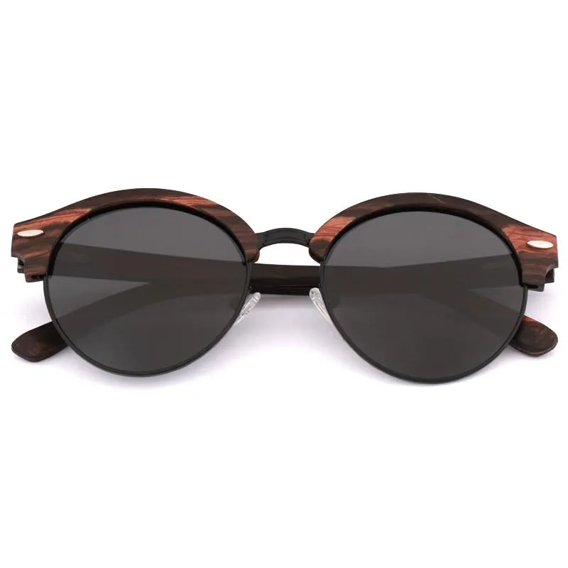 Matteo Round Wooden Polarized Sunglasses