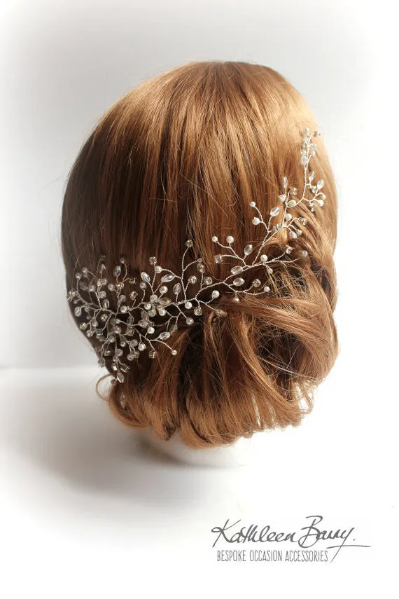 Mich Hairpiece hair vine - Rhinestones, crystal & Pearl - Available in Silver, gold and rose gold