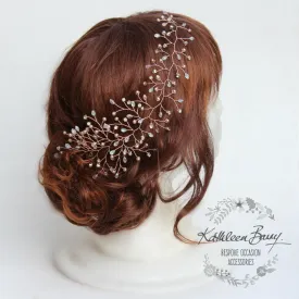 Mich Hairpiece hair vine - Rhinestones, crystal & Pearl - Available in Silver, gold and rose gold