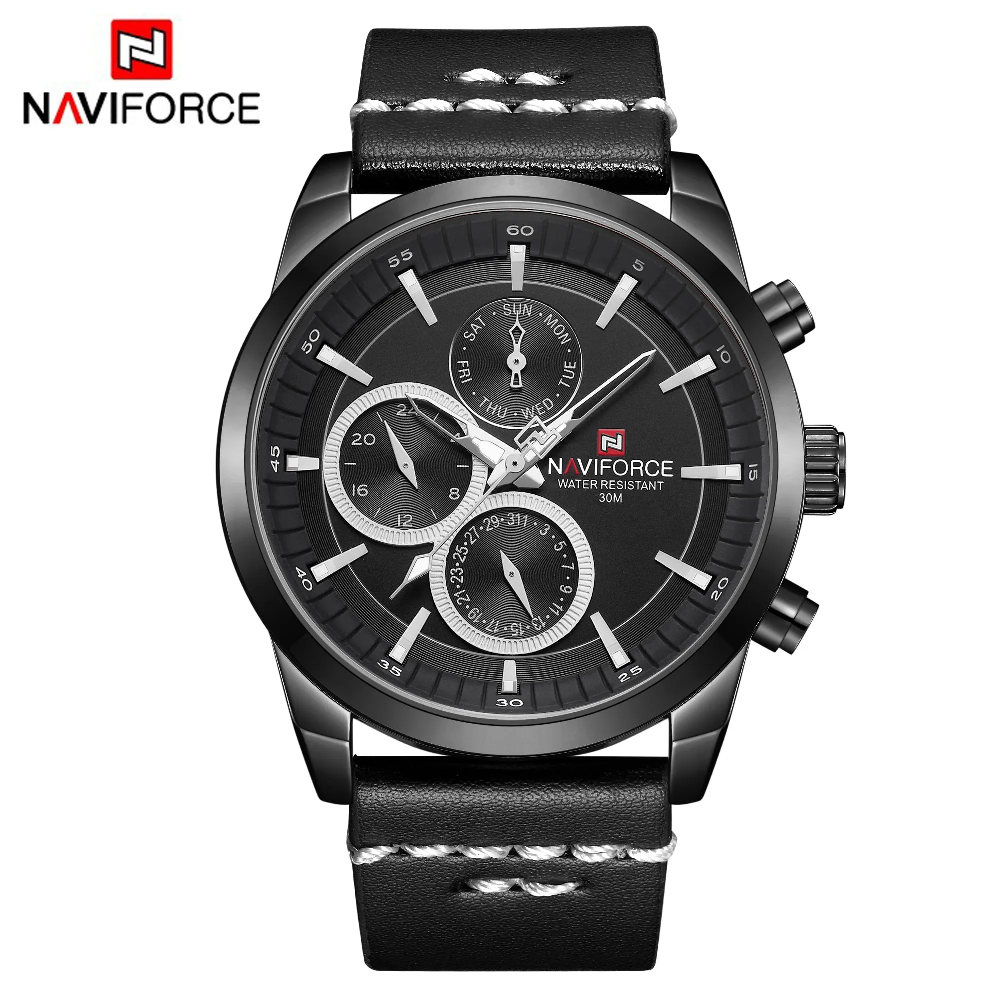 NAVIFORCE Mens Watches Luxury Waterproof Quartz Watch Fashion Leather Sport Wristwatch with Date NF9148