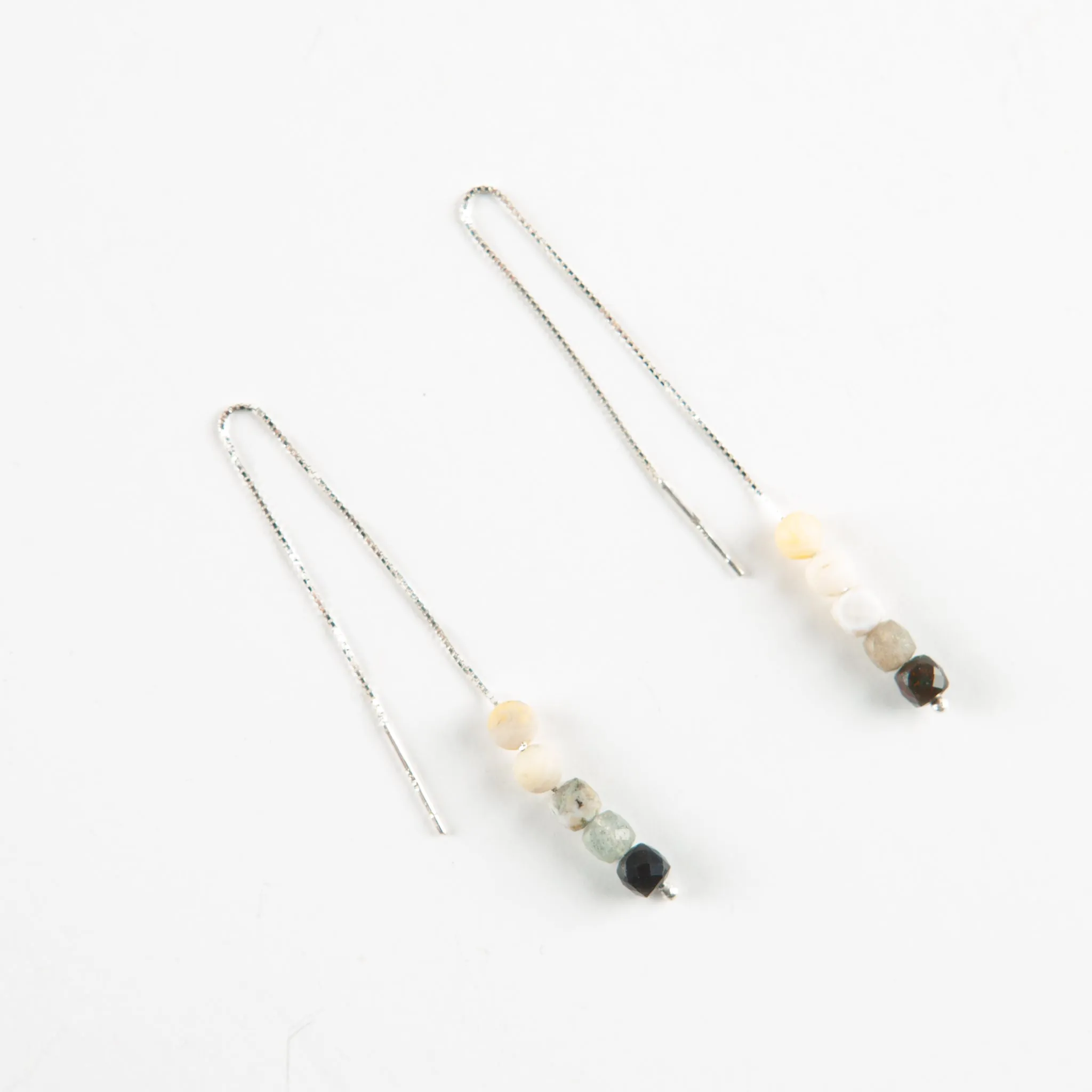 Ocean Jasper B&W Threader Earrings