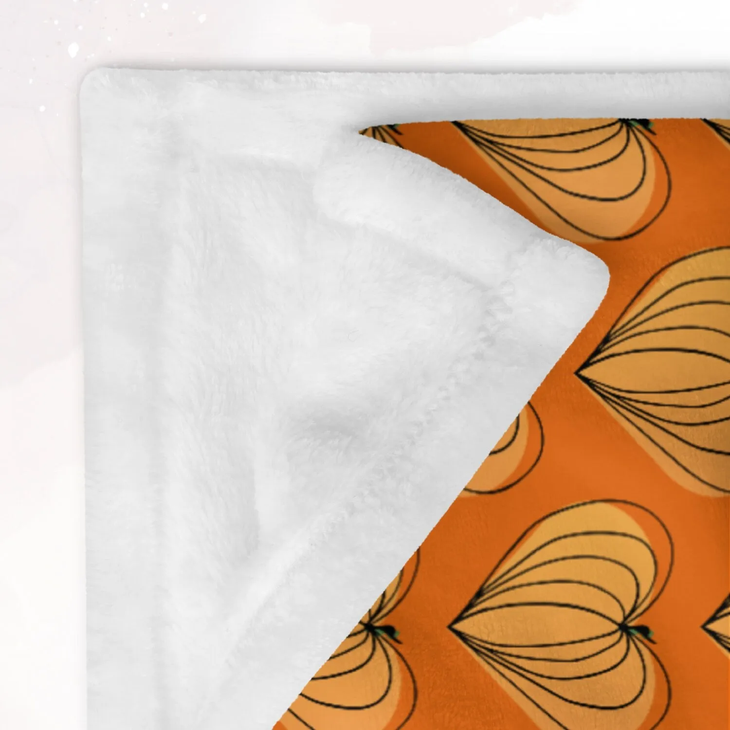 Orange Pumpkin Hearts Fleece Throw Blanket