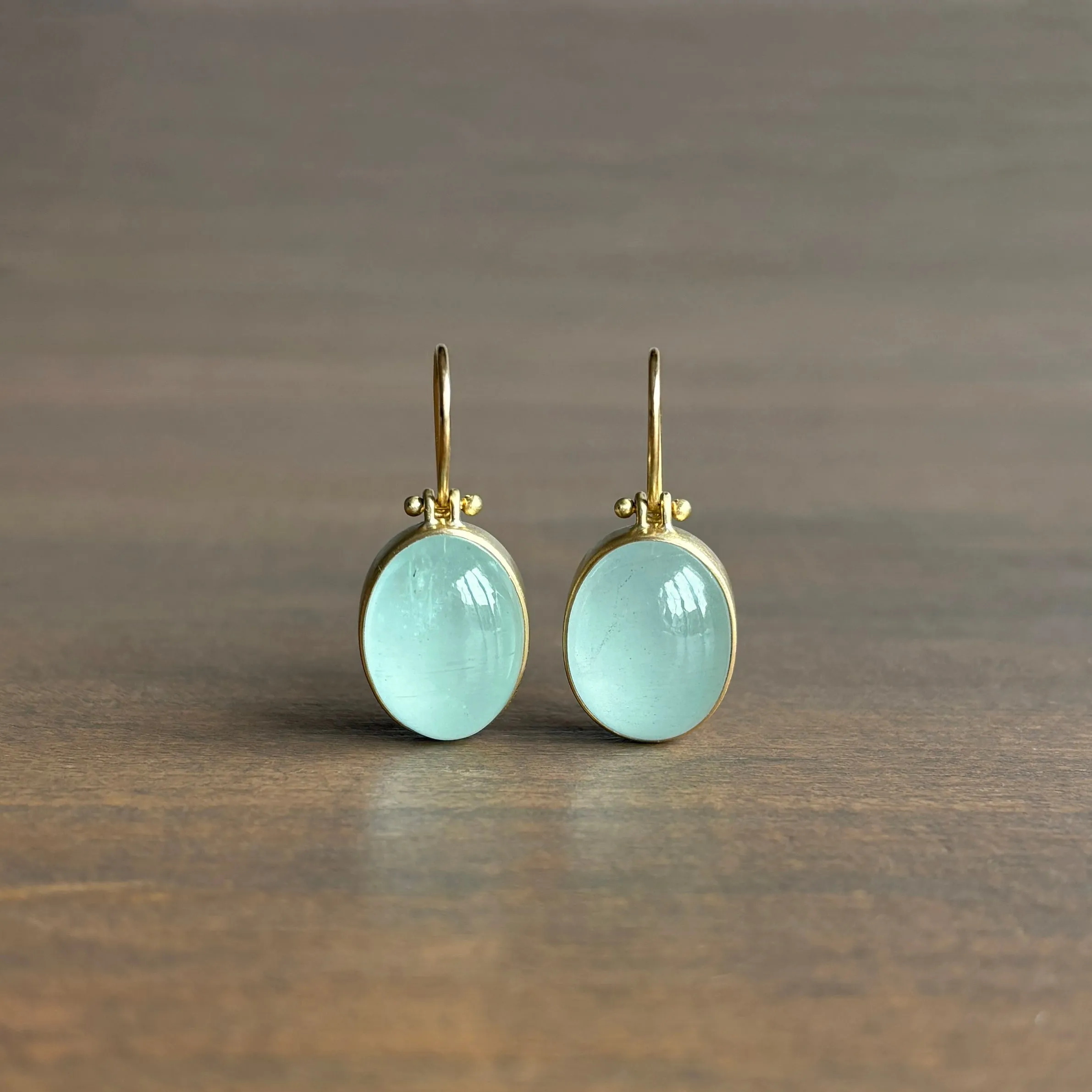 Oval Milky Aquamarine Earrings