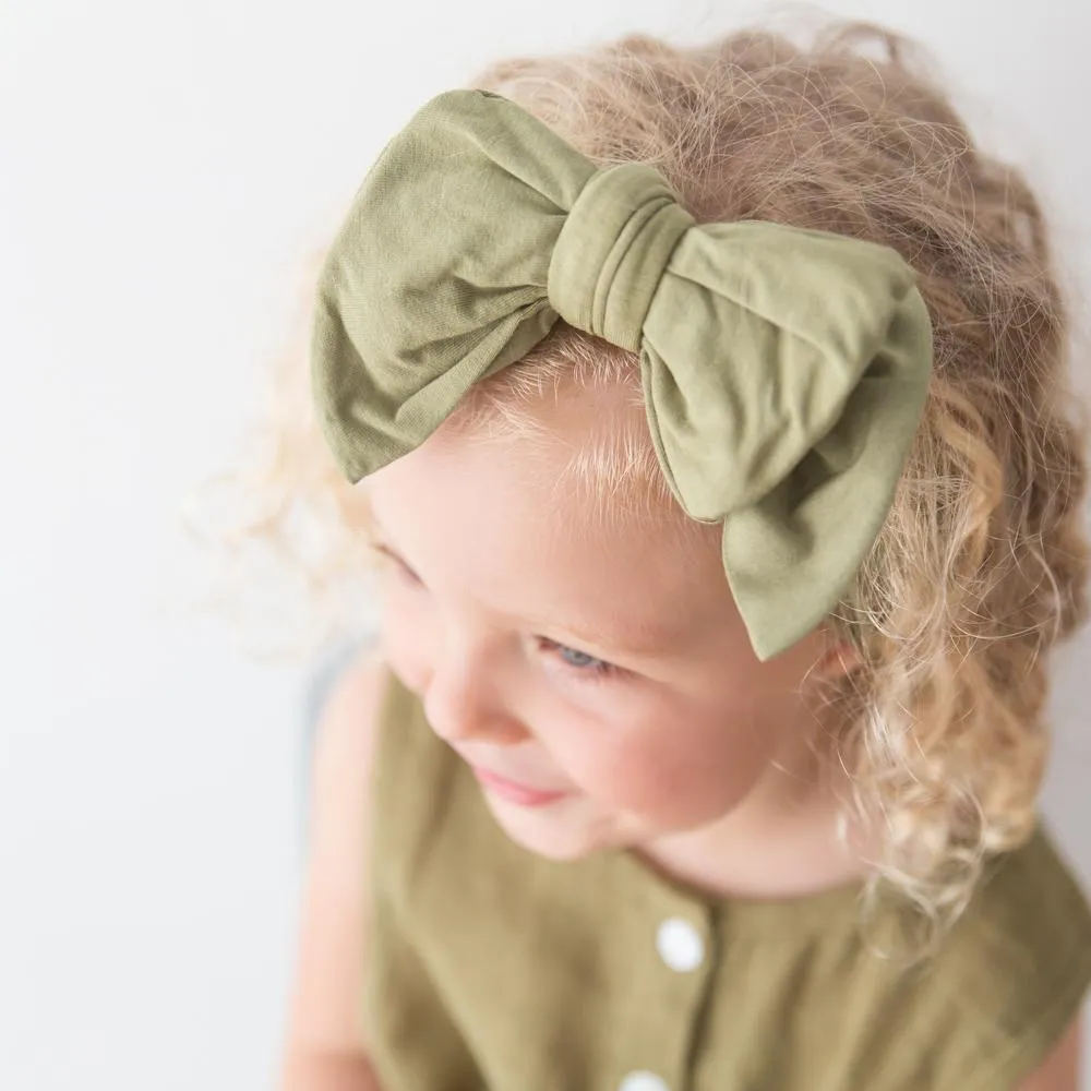 Oversized Bow Headband - Moss Green