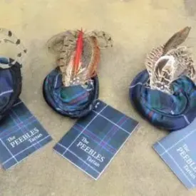 Peebles Tartan Brooch with Feathers