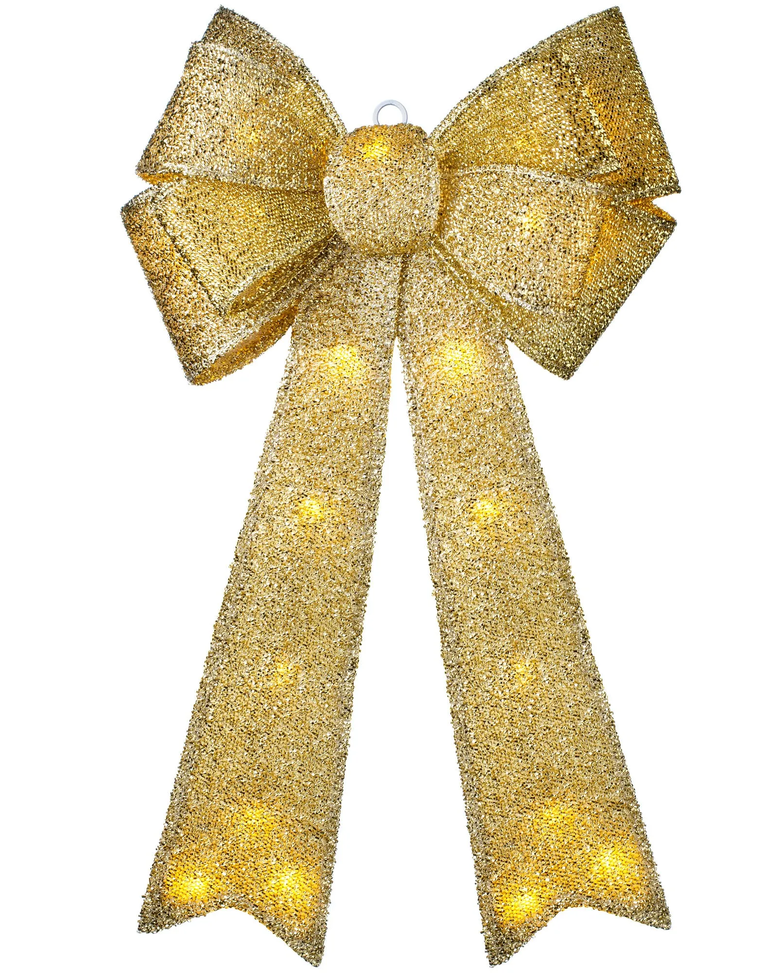 Pre-Lit Bow Tree Topper, Gold, 60 cm