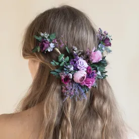 Purple shapeable flower hair vine